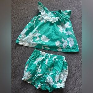 Tea Collection matching floral set spring summer teal torquoise ruffles